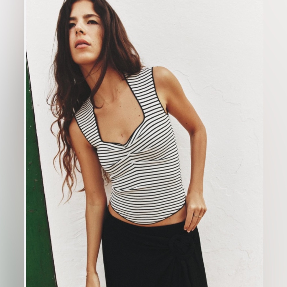 Zara Black and White Striped Tank Top
